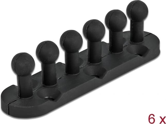 Picture of Delock Cable Holder with 5 feed-throughs self-adhesive / screwable 6 pieces black