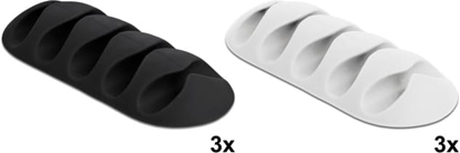Picture of Delock Cable Holder with 5 feed-throughs self-adhesive Set 6 pieces black / white