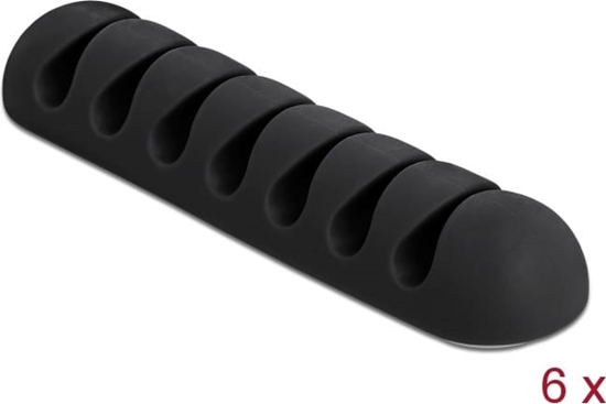 Picture of Delock Cable Holder with 7 feed-throughs self-adhesive Set 6 pieces black