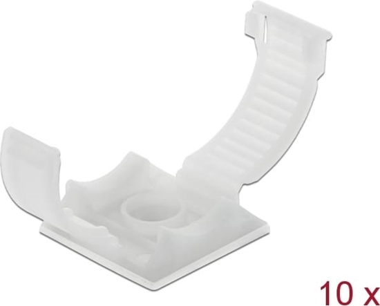 Picture of Delock Cable holder with locking clip self-adhesive screwable natural 10 pieces