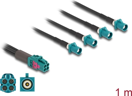 Picture of Delock Cable Mini FAKRA Z jack quad to 4 x FAKRA Z plug A-Type
