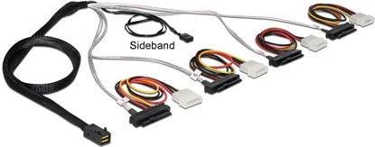 Picture of Delock Cable Mini SAS HD SFF-8643 > 4 x SAS SFF-8482 + power + Sideband 0.5 m