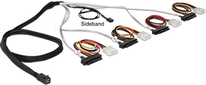 Picture of Delock Cable Mini SAS HD SFF-8643 > 4 x SAS SFF-8482 + power + Sideband 1 m