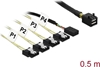 Picture of Delock Cable Mini SAS HD SFF-8643 > 4 x SATA 7 pin Reverse + Sideband 0.5 m