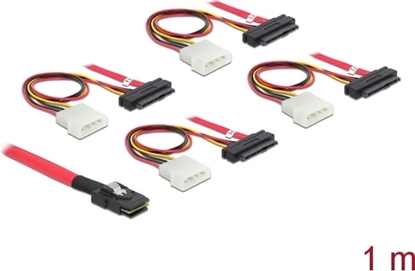 Picture of Delock Cable mini SAS SFF-8087 > 4 x SAS SFF-8482 + power 1 m