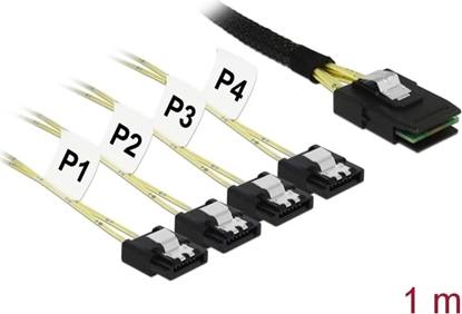 Picture of Delock Cable Mini SAS SFF-8087 > 4 x SATA 7 pin 1 m metal
