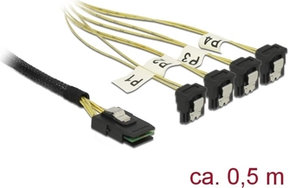 Picture of Delock Cable Mini SAS SFF-8087 > 4 x SATA 7 Pin angled 0.5 m