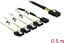 Picture of Delock Cable Mini SAS SFF-8087 > 4 x SATA 7 pin Reverse + Sideband 0.5 m