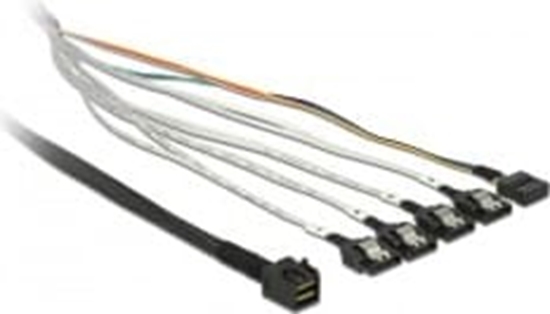 Picture of Delock Cable Mini SAS SFF-8643 > 4 x SATA 7 pin + Sideband 0.5 m metal