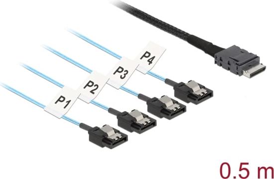 Picture of Delock Cable OCuLink SFF-8611 > 4 x SATA 7 pin 0.5 m metal