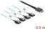 Picture of Delock Cable OCuLink SFF-8611 > 4 x SATA 7 pin 0.5 m metal