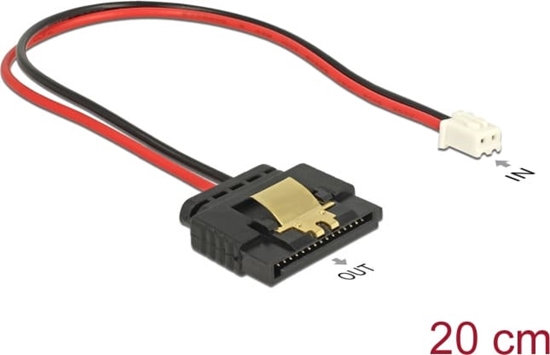 Изображение Delock Cable Power 2 pin female > 1 x SATA 15 pin receptacle (5 V) metal clip 20 cm