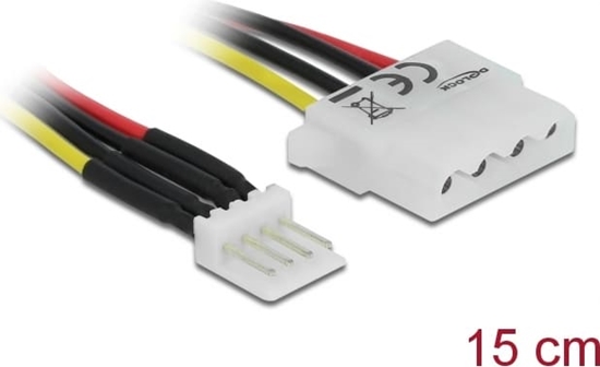 Picture of Delock Cable Power Floppy 4 pin male > Molex 4 pin female 15 cm