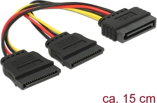Picture of Delock Cable Power SATA 15 pin > 2 x SATA HDD – straight