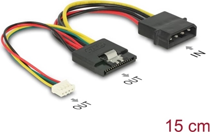 Picture of Delock Cable Power SATA 15 pin receptacle > Molex 4 pin male + 4 pin power female