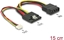 Picture of Delock Cable Power SATA 15 pin receptacle > Molex 4 pin male + 4 pin power female