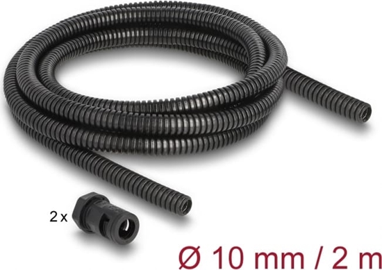 Picture of Delock Cable protection sleeve 2 m x 10 mm with 2 x PG7 conduit fitting set black
