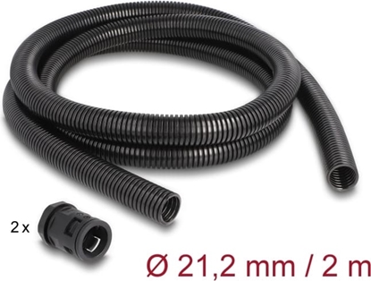 Picture of Delock Cable protection sleeve 2 m x 21.2 mm with 2 x PG16 conduit fitting set black
