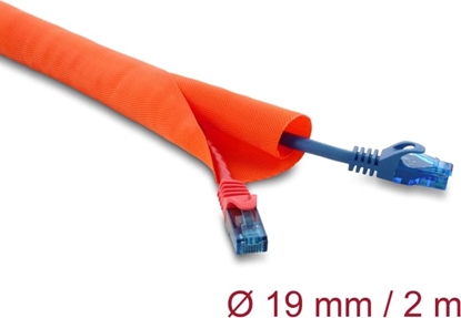 Picture of Delock Cable Protection Sleeve self-closing 2 m x 19 mm orange