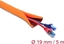 Picture of Delock Cable Protection Sleeve with black Wear Warning indicator self-closing double-layered 5 m x 19 mm orange