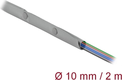 Picture of Delock Cable protection sleeve with snap button fastener heat-resistant 2 m x 10 mm grey / black