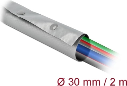 Picture of Delock Cable protection sleeve with snap button fastener heat-resistant 2 m x 30 mm grey / black