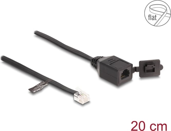 Picture of Delock Cable RJ12 plug to RJ12 jack with protective cap 20 cm black