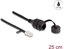 Picture of Delock Cable RJ45 male to RJ45 female for built-in with sealing cap Cat.5e FTP IP68 dust and waterproof 25 cm black