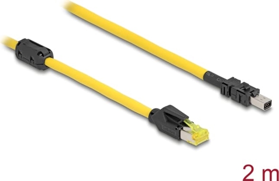 Picture of Delock Cable RJ45 plug Cat.6 to Mini I/O 8 pin D-shape type 2 plug 2 m yellow