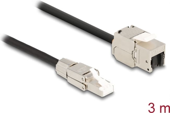 Picture of Delock Cable RJ45 plug field assembly to Keystone Module RJ45 jack Cat.6A 3 m