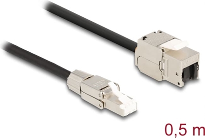 Picture of Delock Cable RJ45 plug field assembly to Keystone Module RJ45 jack Cat.6A 50 cm
