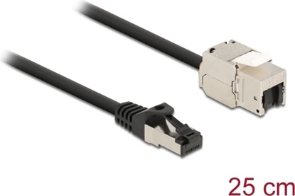 Picture of Delock Cable RJ45 plug to Keystone Module RJ45 jack Cat.6A 25 cm black