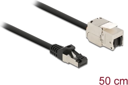 Picture of Delock Cable RJ45 plug to Keystone Module RJ45 jack Cat.6A 50 cm black