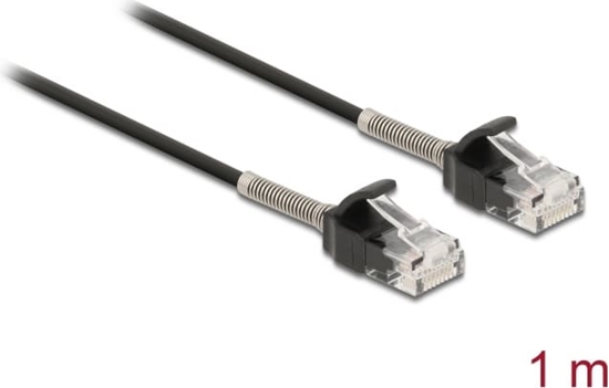 Picture of Delock Cable RJ45 plug to RJ45 plug with bend protection Cat.6A 1 m black