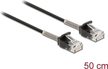 Picture of Delock Cable RJ45 plug to RJ45 plug with bend protection Cat.6A 50 cm black