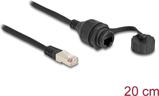 Picture of Delock Cable RJ50 male to RJ50 female for built-in with sealing cap IP67 dust and waterproof 20 cm