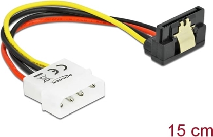 Picture of Delock Cable SATA 15 pin HDD with metal clip to 4 pin male – angled