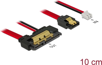 Picture of Delock Cable SATA 6 Gb/s 7 pin receptacle + 2 pin power female > SATA 22 pin receptacle straight (5 V) metal 10 cm