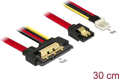 Picture of Delock Cable SATA 6 Gb/s 7 pin receptacle + Floppy 4 pin power male > SATA 22 pin receptacle straight metal 30 cm