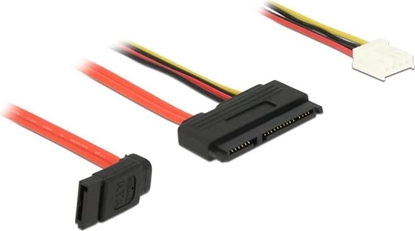 Picture of Delock Cable SATA 6 Gb/s 7 pin receptacle + Floppy 4 pin power receptacle (5 V + 12 V) > SATA 22 pin receptacle straight 30 cm