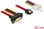 Изображение Delock Cable SATA 6 Gb/s 7 pin receptacle + Molex 4 pin power plug > SATA 22 pin receptacle downwards angled metal 30 cm