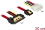 Изображение Delock Cable SATA 6 Gb/s 7 pin receptacle + Molex 4 pin power plug > SATA 22 pin receptacle straight metal 30 cm