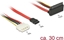 Picture of Delock Cable SATA 6 Gb/s 7 pin receptacle + Molex 4 pin power plug > SATA 22 pin receptacle upwards angled metal 30 cm