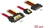 Picture of Delock Cable SATA 6 Gb/s 7 pin receptacle + SATA 15 pin power plug > SATA 22 pin receptacle straight metal 30 cm