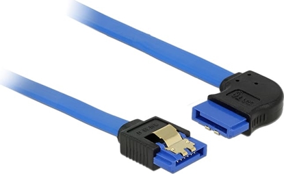 Picture of Delock Cable SATA 6 Gb/s receptacle straight > SATA receptacle right angled 20 cm blue with gold clips