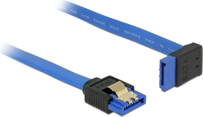Picture of Delock Cable SATA 6 Gb/s receptacle straight > SATA receptacle upwards angled 20 cm blue with gold clips
