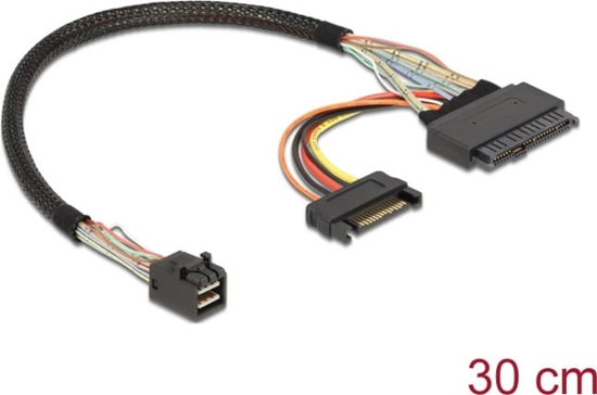 Picture of Delock Cable SFF-8643 male > U.2 SFF-8639 female + SATA power connector 30 cm