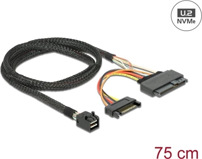 Picture of Delock Cable SFF-8643 male > U.2 SFF-8639 female + SATA power connector 75 cm