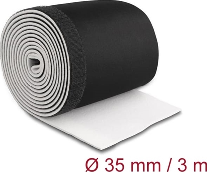 Picture of Delock Cable sleeve neoprene flexible with hook-and-loop fastener 3 m x 135 mm black / white