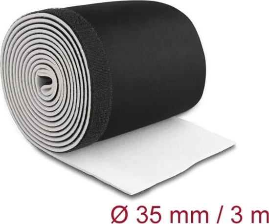 Picture of Delock Cable sleeve neoprene flexible with hook-and-loop fastener 3 m x 135 mm black / white